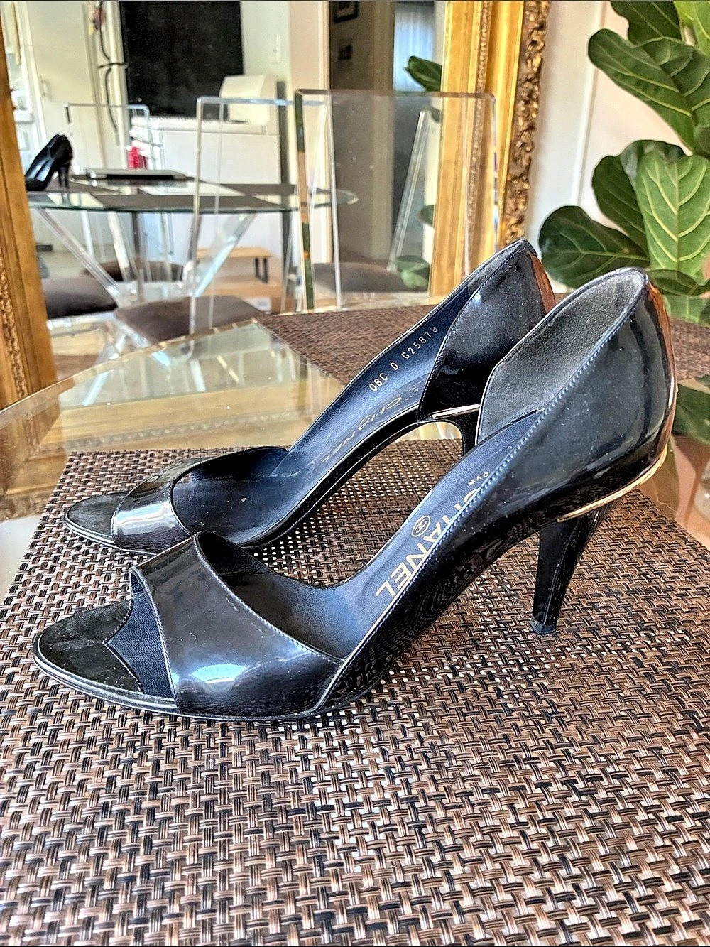 Chanel dark navy Patent Heels US 8